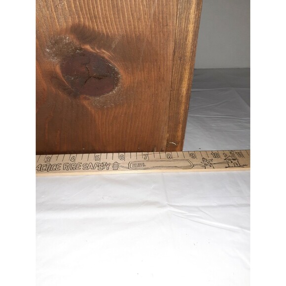 Vtg 1980's Boho Handmade Rustic Solid Wood Rectangle Caddy Tote Brown Painted - Picture 9 of 11